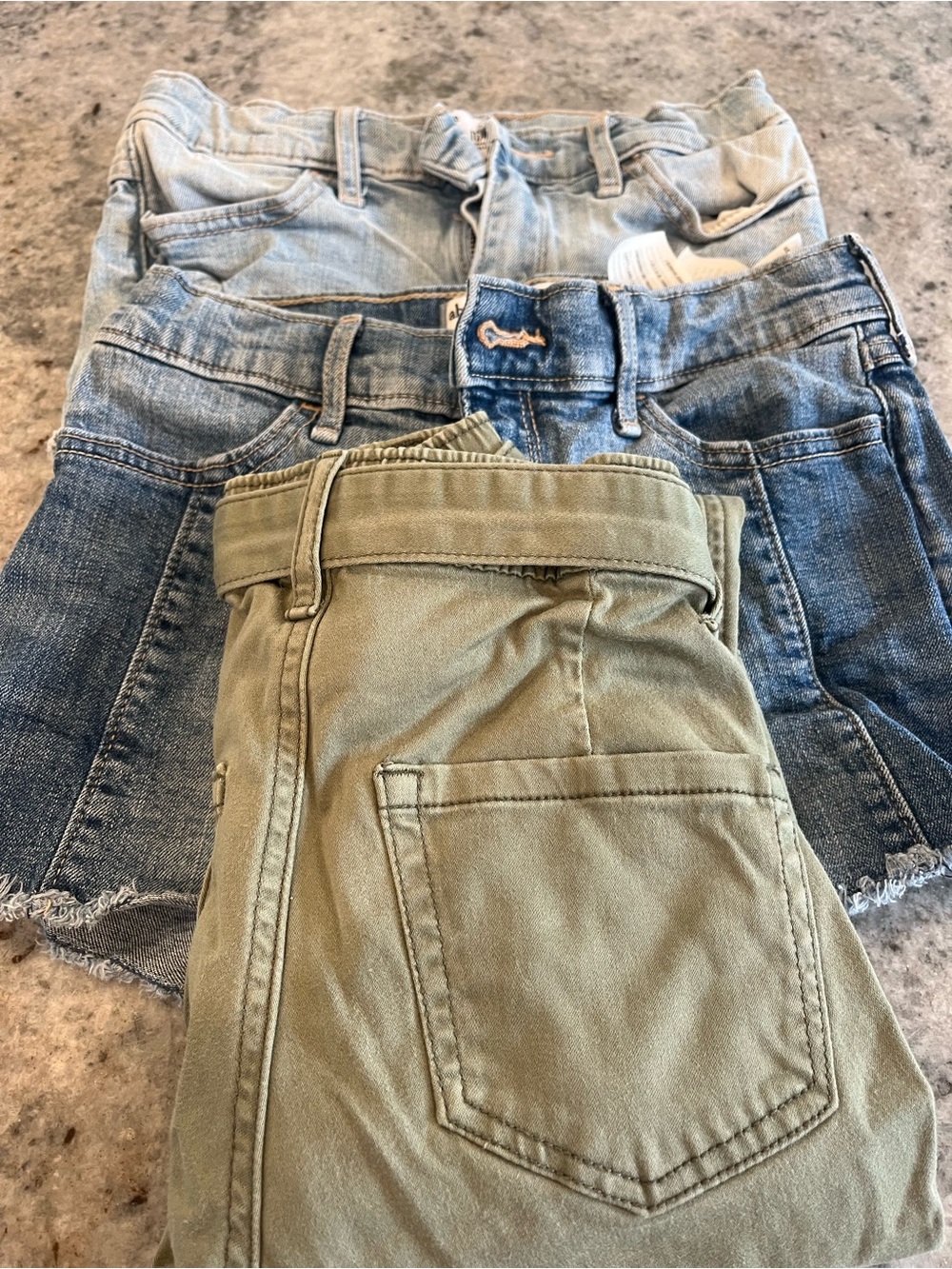 abercrombie kids Lot/ Bundle Olive Green Pants and Jean Shorts - Size 11/12